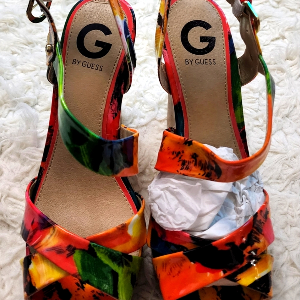 G by Guess Colorful Strappy Wedges